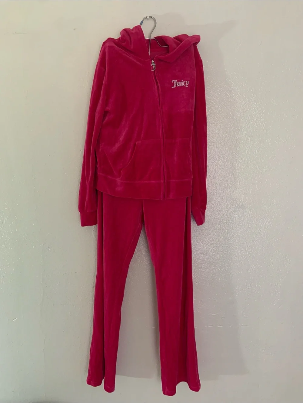 Juicy Couture Hot Pink Velour Tracksuit Set Size S/M